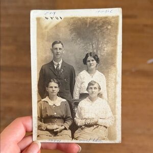 Antique Black and White Family Portrait Photograph